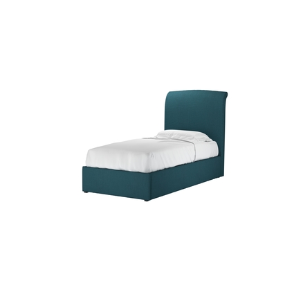 Thea Single Ottoman Bed in Evergreen Brushed Linen Cotton