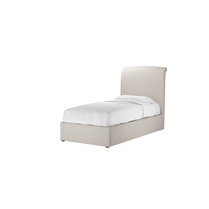 Thea Single Ottoman Bed in Taupe Brushed Linen Cotton