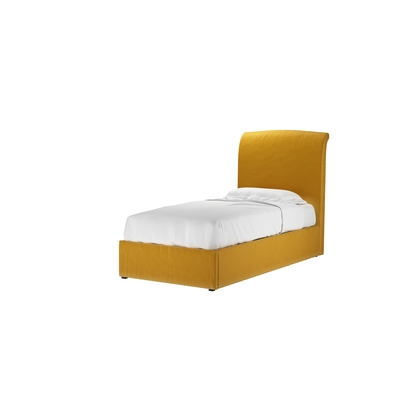 Thea Single Ottoman Bed in Butterscotch Cotton Matt Velvet