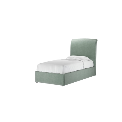 Thea Single Ottoman Bed in Sage Smart Velvet