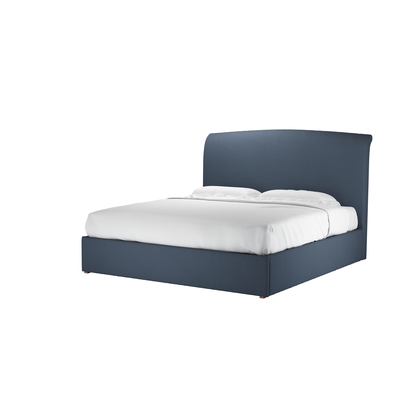 Thea Super King Ottoman Bed in Midnight Blue Brushed Linen Cotton