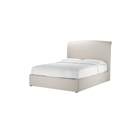 Thea King Ottoman Bed in Taupe Brushed Linen Cotton