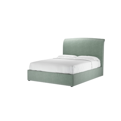Thea King Ottoman Bed in Sage Smart Velvet