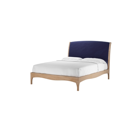 Emilia King Bed in Prussian Blue Cotton Matt Velvet