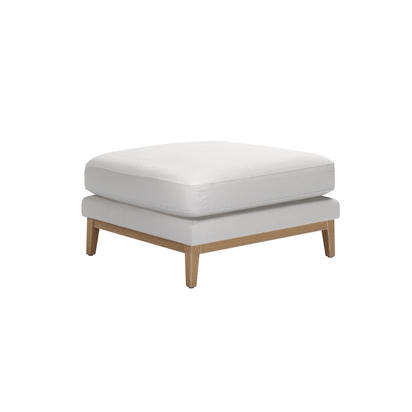 Costello Large Rectangular Footstool in Alabaster Brushed Linen Cotton