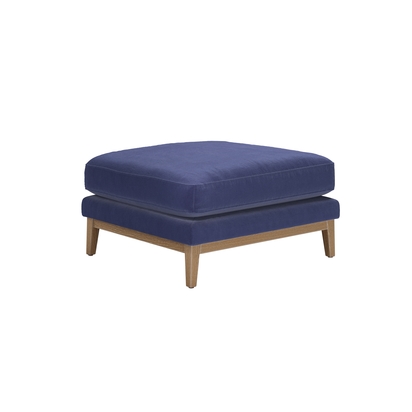Costello Large Rectangular Footstool in Prussian Blue Cotton Matt Velvet