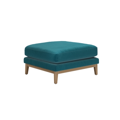 Costello Large Rectangular Footstool in Deep Turquoise Cotton Matt Velvet
