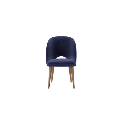 Darcy Dining Chair in Prussian Blue Cotton Matt Velvet