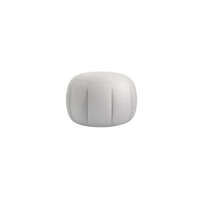 Harper Round Footstool in Alabaster Brushed Linen Cotton