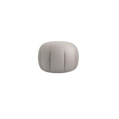 Harper Round Footstool in Stone Brushed Linen Cotton