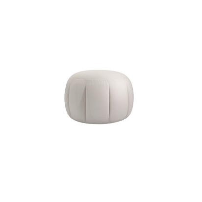 Harper Round Footstool in Taupe Brushed Linen Cotton