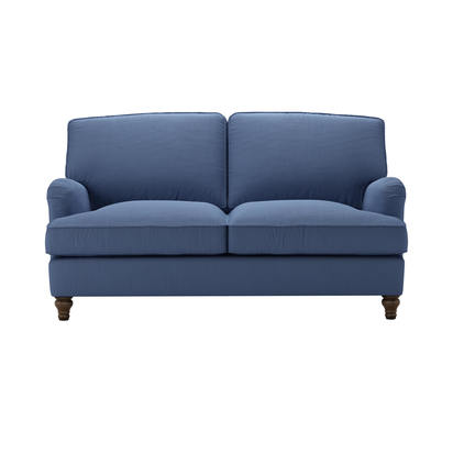Bluebell 2 Seat Sofa Bed in Oxford Blue Brushed Linen Cotton