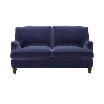 Bluebell 2 Seat Sofa Bed in Prussian Blue Cotton Matt Velvet