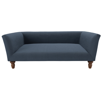Cecil Large Dog Bed in Midnight Blue Brushed Linen Cotton