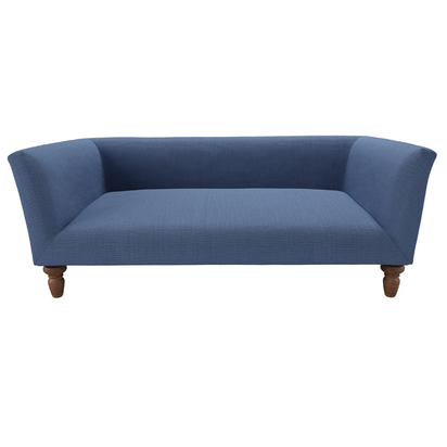 Cecil Large Dog Bed in Oxford Blue Brushed Linen Cotton