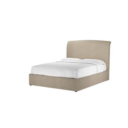 Thea King Ottoman Bed in Cashew Baylee Viscose Linen