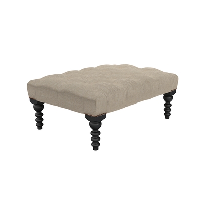 Valentin Medium Rectangular Footstool in Cashew Baylee Viscose Linen
