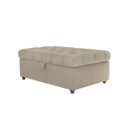 Valentin Medium Rectangular Storage Footstool in Cashew Baylee Viscose Linen