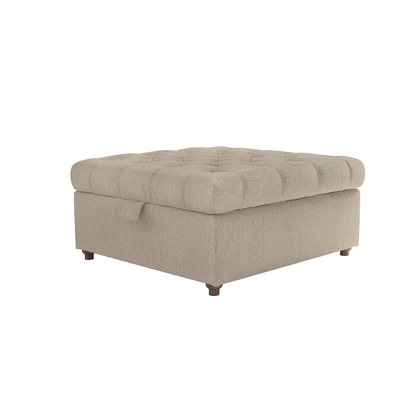 Valentin Medium Square Storage Footstool in Cashew Baylee Viscose Linen