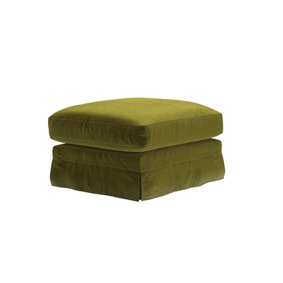Otto Large Rectangular Footstool in Olive Cotton Matt Velvet