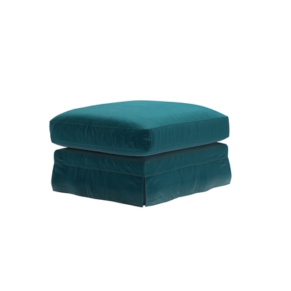 Otto Large Rectangular Footstool in Deep Turquoise Cotton Matt Velvet