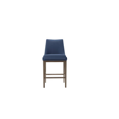 Basil Bar Stool in Oxford Blue Brushed Linen Cotton