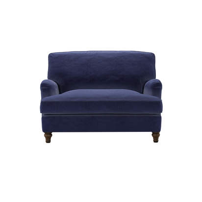 Bluebell Loveseat Sofa Bed in Prussian Blue Cotton Matt Velvet