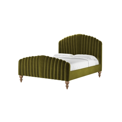 Bella King Bed in Olive Cotton Matt Velvet