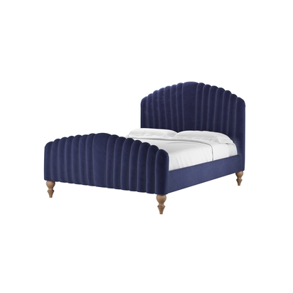 Bella King Bed in Prussian Blue Cotton Matt Velvet