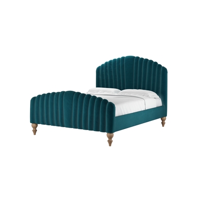Bella King Bed in Deep Turquoise Cotton Matt Velvet