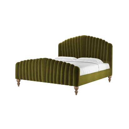 Bella Super King Bed in Olive Cotton Matt Velvet