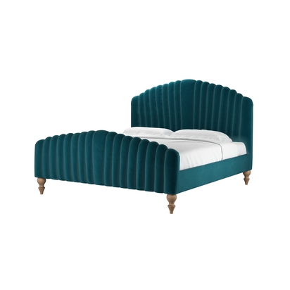 Bella Super King Bed in Deep Turquoise Cotton Matt Velvet