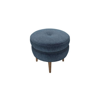 Felix Round Footstool in Portland blue Brushstroke