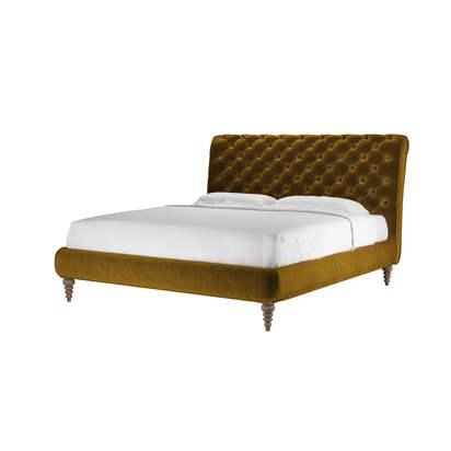 Knightsbridge without Footboard Super King Bed in Nefertiti Gold Cotton Matt Velvet