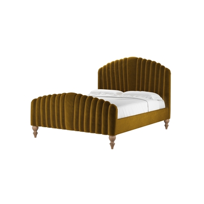 Bella King Bed in Nefertiti Gold Cotton Matt Velvet