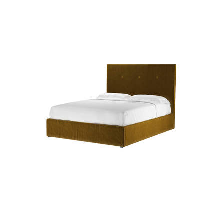 Avery 130cm King Ottoman Bed in Nefertiti Gold Cotton Matt Velvet