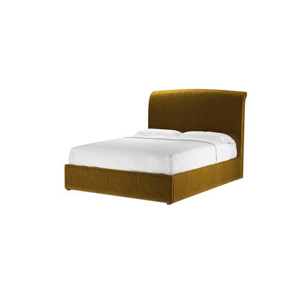 Thea King Ottoman Bed in Nefertiti Gold Cotton Matt Velvet
