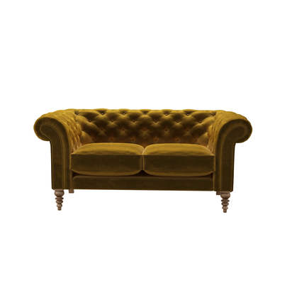 Oscar 2 Seat Sofa in Nefertiti Gold Cotton Matt Velvet