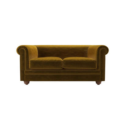 Patrick Unbuttoned 2 Seat Sofa in Nefertiti Gold Cotton Matt Velvet