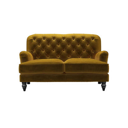 Snowdrop Button Back 2 Seat Sofa in Nefertiti Gold Cotton Matt Velvet