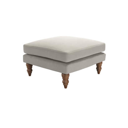 Isla Medium Square Footstool in Stoneware Easy Cotton