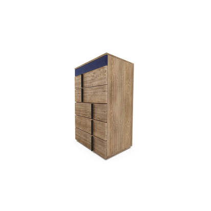 Sorrento Upholstered 5-Drawer Chest of Drawers in Prussian Blue