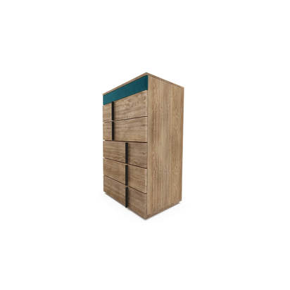 Sorrento Five Drawer Chest of Drawers in Deep Turquoise Pure Cotton Matt Velvet