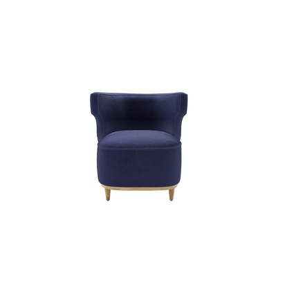 Edie Armchair in Prussian Blue Pure Cotton Matt Velvet