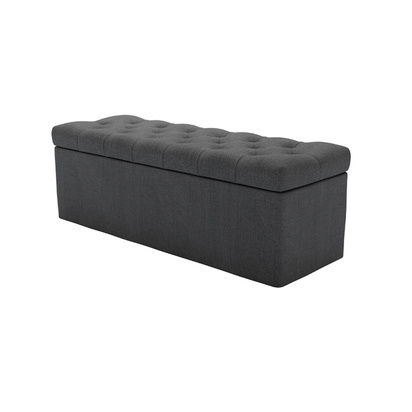 Valentin Storage Bench in Charcoal Brushed Linen Cotton