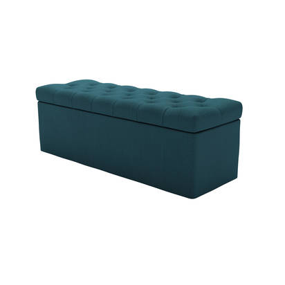 Valentin Storage Bench in Evergreen Brushed Linen Cotton