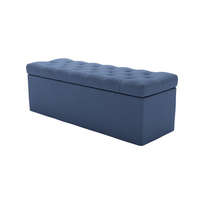 Valentin Storage Bench in Oxford Blue Brushed Linen Cotton