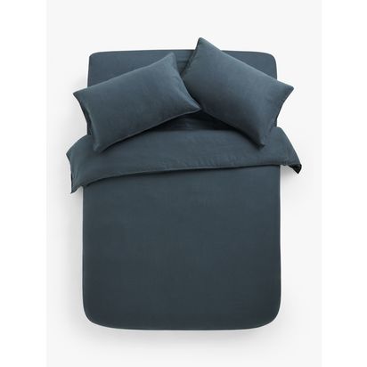 John Lewis Comfy & Relaxed Washed Linen Bedding Denim Blue | W225.00cm * D220.00cm