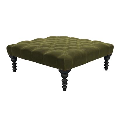 Valentin Large Square Footstool in Meadow Smart Velvet