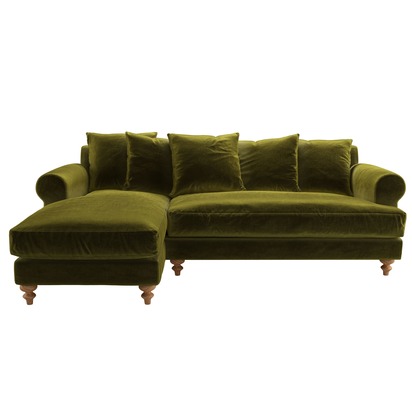 Teddy LHF Chaise Sofa in Olive Cotton Matt Velvet
